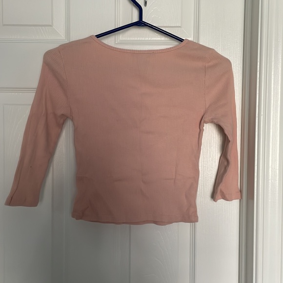 Cropped 3/4 length sleeve baby pink top - Picture 2 of 2